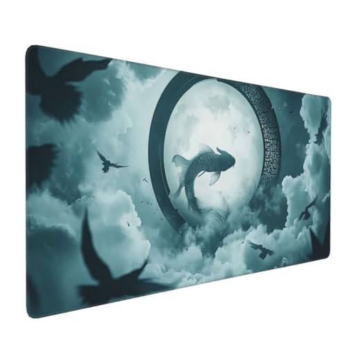 Großes Mauspad XXL, Gaming Mousepad 1500x800mm - Verbessert Präzision und Geschwindigkei Langlebig Erweiterter Schreibtisch Schutz Mausmatte mit genähten Kanten Laptop, Computer Blaue Fischwolke H6123 Großes Mauspad XXL, Gaming Mousepad 1500x800mm - Verbessert Präzision und Geschwindigkei Langlebig Erweiterter Schreibtisch Schutz Mausmatte mit genähten Kanten Laptop, Computer Blaue Fischwolke H6123 von Wweio