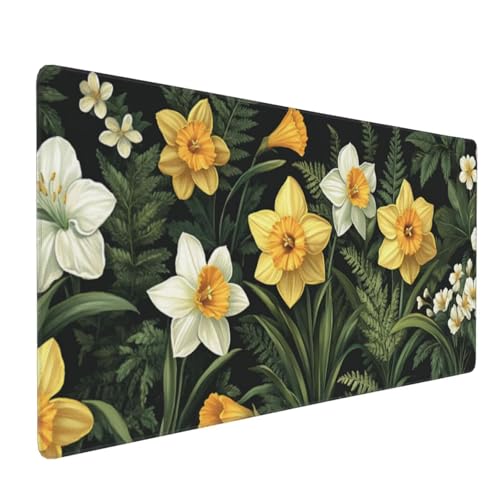 Großes Mauspad XXL, Gaming Mousepad 1500x800mm Verbessert Präzision und Geschwindigkei Langlebig Erweiterter Schreibtisch Schutz Mausmatte mit genähten Kanten Laptop, Computer Gelbe weiße Blumen H5733 Großes Mauspad XXL, Gaming Mousepad 1500x800mm Verbessert Präzision und Geschwindigkei Langlebig Erweiterter Schreibtisch Schutz Mausmatte mit genähten Kanten Laptop, Computer Gelbe weiße Blumen H5733 von Wweio