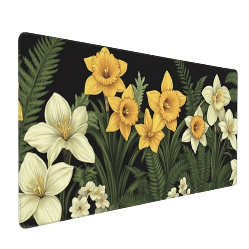 Großes Mauspad XXL, Gaming Mousepad 1500x800mm Verbessert Präzision und Geschwindigkei Langlebig Erweiterter Schreibtisch Schutz Mausmatte mit genähten Kanten Laptop, Computer Gelbe weiße Blumen H5694 Großes Mauspad XXL, Gaming Mousepad 1500x800mm Verbessert Präzision und Geschwindigkei Langlebig Erweiterter Schreibtisch Schutz Mausmatte mit genähten Kanten Laptop, Computer Gelbe weiße Blumen H5694 von Wweio