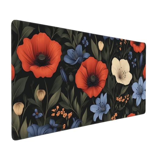 Großes Mauspad XXL, Gaming Mousepad 1500x800mm Verbessert Präzision und Geschwindigkei Langlebig Erweiterter Schreibtisch Schutz Mausmatte mit genähten Kanten Laptop, Computer Rote Blaue Blumen H5707 Großes Mauspad XXL, Gaming Mousepad 1500x800mm Verbessert Präzision und Geschwindigkei Langlebig Erweiterter Schreibtisch Schutz Mausmatte mit genähten Kanten Laptop, Computer Rote Blaue Blumen H5707 von Wweio