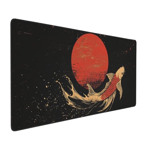 Großes Mauspad XXL, Gaming Mousepad 1500x800mm Verbessert Präzision und Geschwindigkei Langlebig Erweiterter Schreibtisch Schutz Mausmatte mit genähten Kanten für PC, Büro, Laptop, Computer Koi H6500 von Wweio