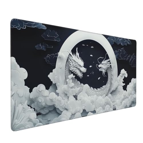 Großes Mauspad XXL Gaming Mousepad 1500x800mm Verbessert Präzision und Geschwindigkei Langlebig Erweiterter Schreibtisch Schutz Mausmatte mit genähten Kanten Büro, Laptop, Computer Weißer Drache H5642 Großes Mauspad XXL Gaming Mousepad 1500x800mm Verbessert Präzision und Geschwindigkei Langlebig Erweiterter Schreibtisch Schutz Mausmatte mit genähten Kanten Büro, Laptop, Computer Weißer Drache H5642 von Wweio