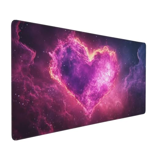 Großes Mauspad XXL Gaming Mousepad 1500x800mm Verbessert Präzision und Geschwindigkei Langlebig Erweiterter Schreibtisch Schutz Mausmatte mit genähten Kanten PC, Büro, Laptop, Computer Lila Herz H5993 von Wweio
