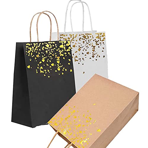 15 Stück Bronzing Papiertüten, Party Geschenktaschen, Geschenktüten Aus Kraftpapier, Love Paper Bronzing Rose Gold Party Favor Taschen mit Griff, zum Einkaufen, Geburtstag, Partys Feiern (3 Stile) von Wwmstlkx