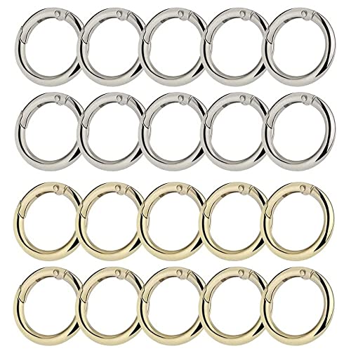 20 Stück Feder O Ring, Rund Karabinerring, Sprung Ringe, Rund Karabinerhaken, Karabinerring, Runde Karabiner, Mini Ring SchlüSselring, Für Schlüsselanhänger, Heimwerkerhandwerk (Silber & Gold) von Wwmstlkx