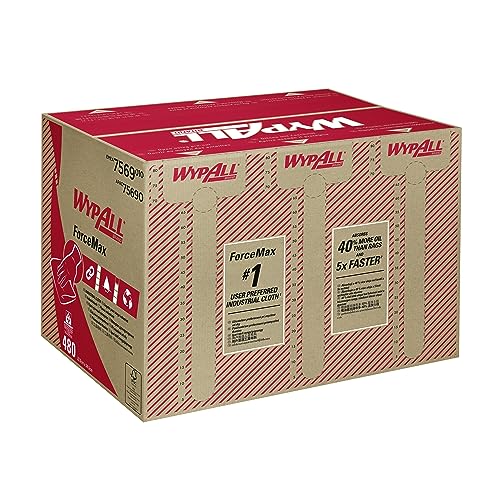 WypAll ForceMax Industrie-Wischtücher 7569 – 1 Box mit 480 Tüchern, 1-lagig, grau von Wypall