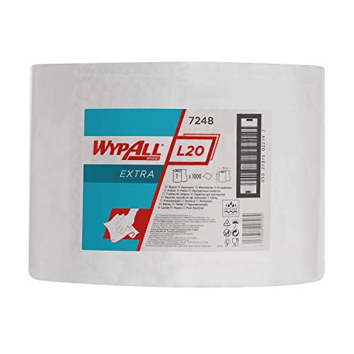 WypAll L20 Extra Wischtücher 7248 auf der Großrolle – 1 Rolle mit 1.000 Wischtüchern, 2-lagig, weiß von Wypall