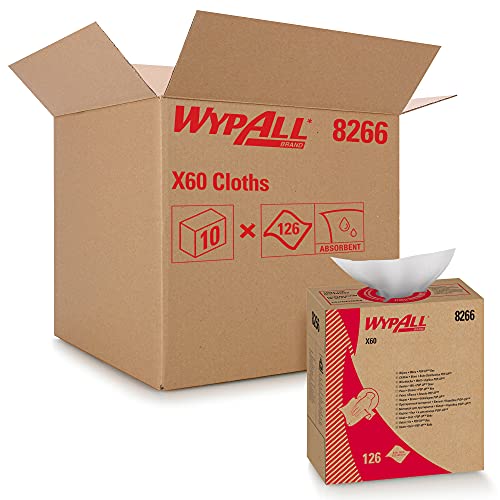 WypAll X60 General Clean Reinigungstücher 8266 – Reinigungstücher – 10 POP-UP-Boxen x 126 Reinigungstücher, weiß (insges. 1.260) von Wypall