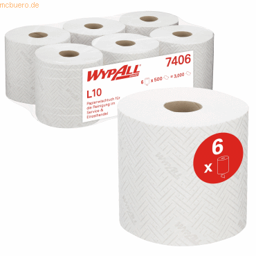 Wypall Wischtuch L10 RollControl 7406 18,3x38cm weiß 6 Stück von Wypall