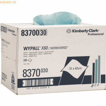 Wypall Wischtücher Wypall X60 1-lagig 31,7x42,6cm Bragbox hellblau Wypall Wischtücher Wypall X60 1-lagig 31,7x42,6cm Bragbox hellblau von Wypall