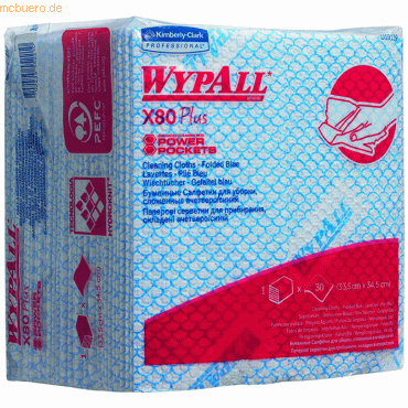 Wypall Wischtücher Wypall X80 plus 1-lagig 35x34cm 1/4-Falz blau von Wypall