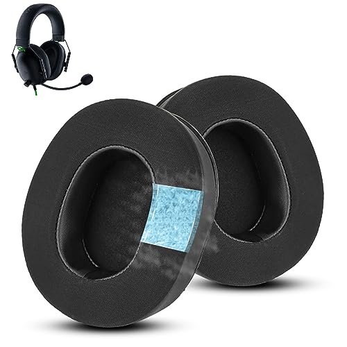 Wzsipod Kühlende Gel-Ohrpolster für Razer Blackshark V2 X Kopfhörer, Protein-Leder und Stoff, ultimativer Komfort, verbesserte Haltbarkeit, kühlender Effekt, Headset-Ersatz (schwarz) von Wzsipod