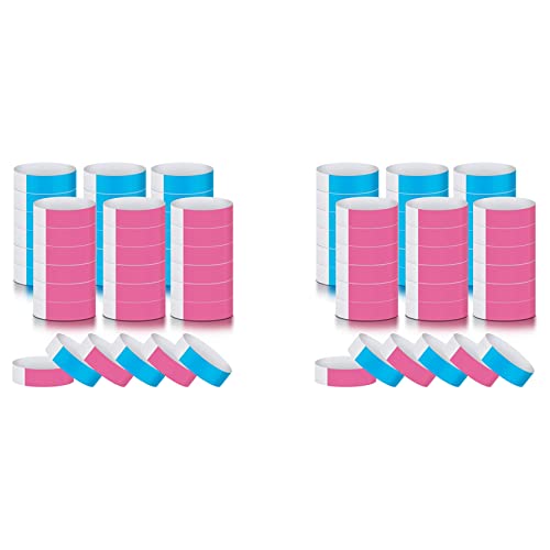 Wzxksoac 1200 Stück Wasserdichte Handbänder, Neon-Armbänder für Veranstaltungen, Konzertarmbänder, Selbstklebende Armbänder für Partys (Blau, Rosa) von Wzxksoac