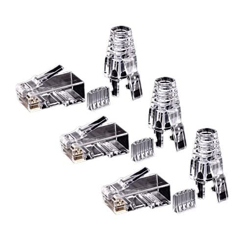 Wzxksoac 150 Stück Cat6 RJ45-Anschluss UTP-Kabel Ethernet-Buchse 8P8C Netzwerk CAT 6 Modulare Stecker mit 6,5 mm RJ45-Kappen von Wzxksoac
