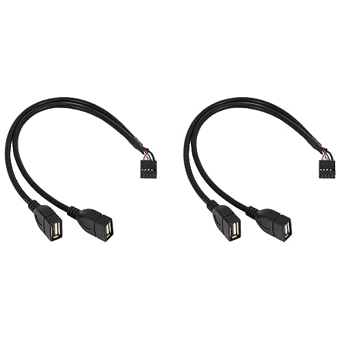 Wzxksoac 2 Stücke 30 cm 10 Pin Hauptplatine Buchsenleiste auf 2 Port Dual USB 2.0 Adapter Y Splitter Kabel (10Pin / 2Am) von Wzxksoac