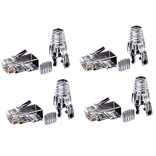 Wzxksoac 200 Stück Cat6 RJ45-Anschluss UTP-Kabel Ethernet-Buchse 8P8C Netzwerk CAT 6 Modulare Stecker mit 6,5 mm RJ45-Kappen von Wzxksoac
