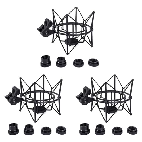 Wzxksoac 3X Mikrofon-StoßDäMpferhalterung, Verstellbare Halterung, AufnahmemikrofonstäNder, Metallhalterung, MikrofonstäNder (Schwarz) von Wzxksoac