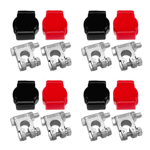 Wzxksoac 4X Batterie Klemmen (Hoch Leistung) Batterie Klemme Negativ und Positiv mit Kunststoff Abdeckung Aus Blei Legierungs Kit von Wzxksoac