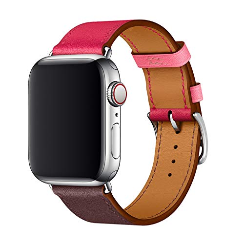 XCool für Apple Watch Armband 38mm 40mm, Leder Rosa Rot Armbänder für iwatch Series 4 Series 3 Series 2 Series 1 Hermes von X-Cool