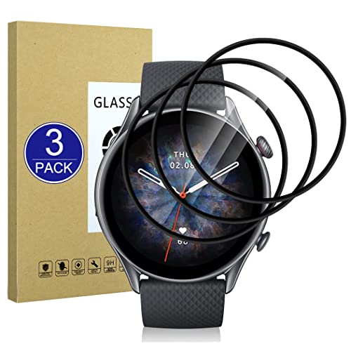 X-Dision [3 Stück Displayschutzfolie kompatibel mit Amazfit GTR 3 Pro,[Kratzfest, High Definition][3D Curved Full Cover] Schutzfolie für Amazfit GTR 3 Pro von X-Dision