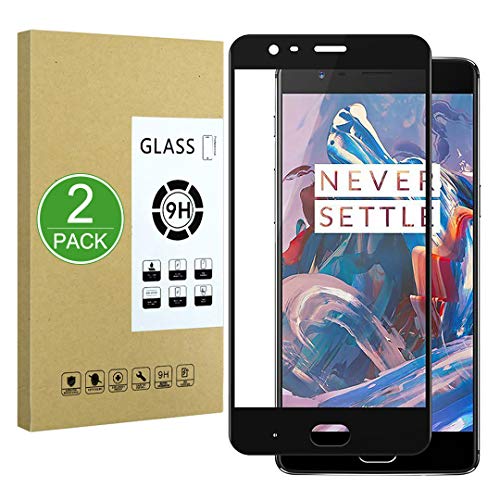 X-Dision Display Schutzfolie Kompatibel mit OnePlus 3[2 Packungen],Gehärtetem Glas mit Vollständiger Abdeckung,[Einfache Installation][9H-Härte]für OnePlus 3,Schwarz von X-Dision