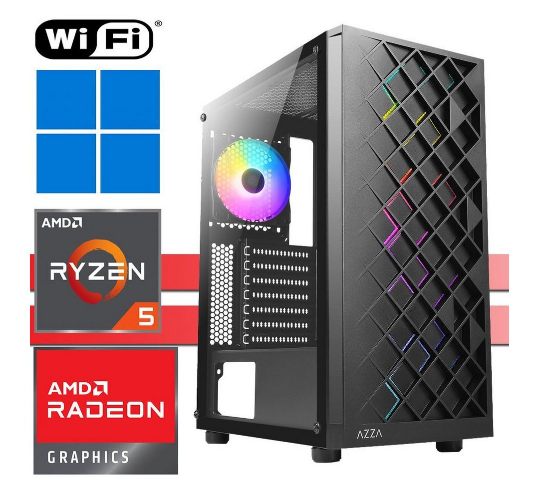 X-HARDWARE X-Entry Gaming Computer 5600G, 16GB RAM, 256GB NVMe + bis zu 4TB HDD Gaming-PC (AMD Ryzen 5 5600G, AMD Radeon Graphics (iGPU), 16 GB RAM, 0 GB HDD, 256 GB SSD, Luftkühlung, Windows 11 Professional) von X-HARDWARE