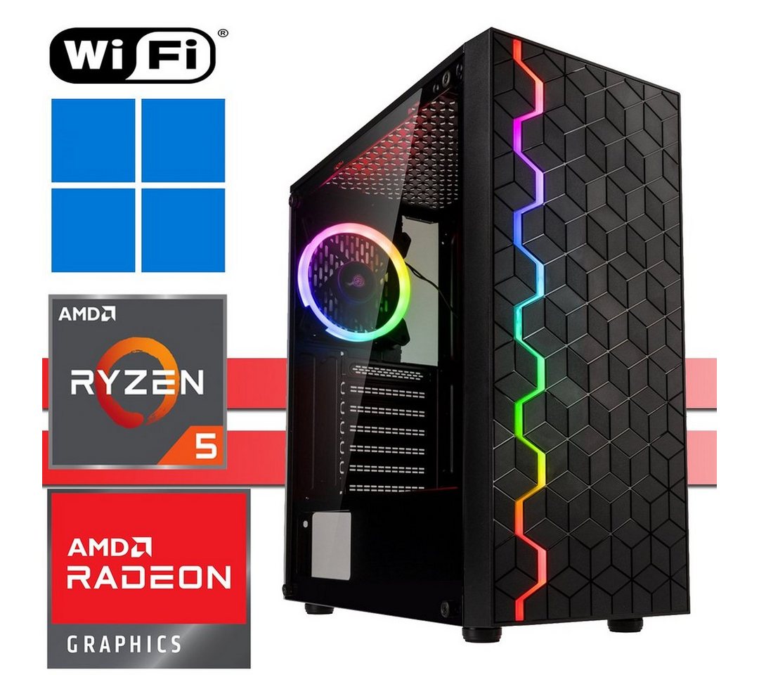 X-HARDWARE X-Entry Gaming Computer 5600G, 16GB RAM, 500GB NVMe + bis zu 4TB HDD Gaming-PC (AMD Ryzen 5 5600G, AMD Radeon Graphics (iGPU), 16 GB RAM, 0 GB HDD, 500 GB SSD, Luftkühlung, Windows 11 Professional, WiFi) von X-HARDWARE