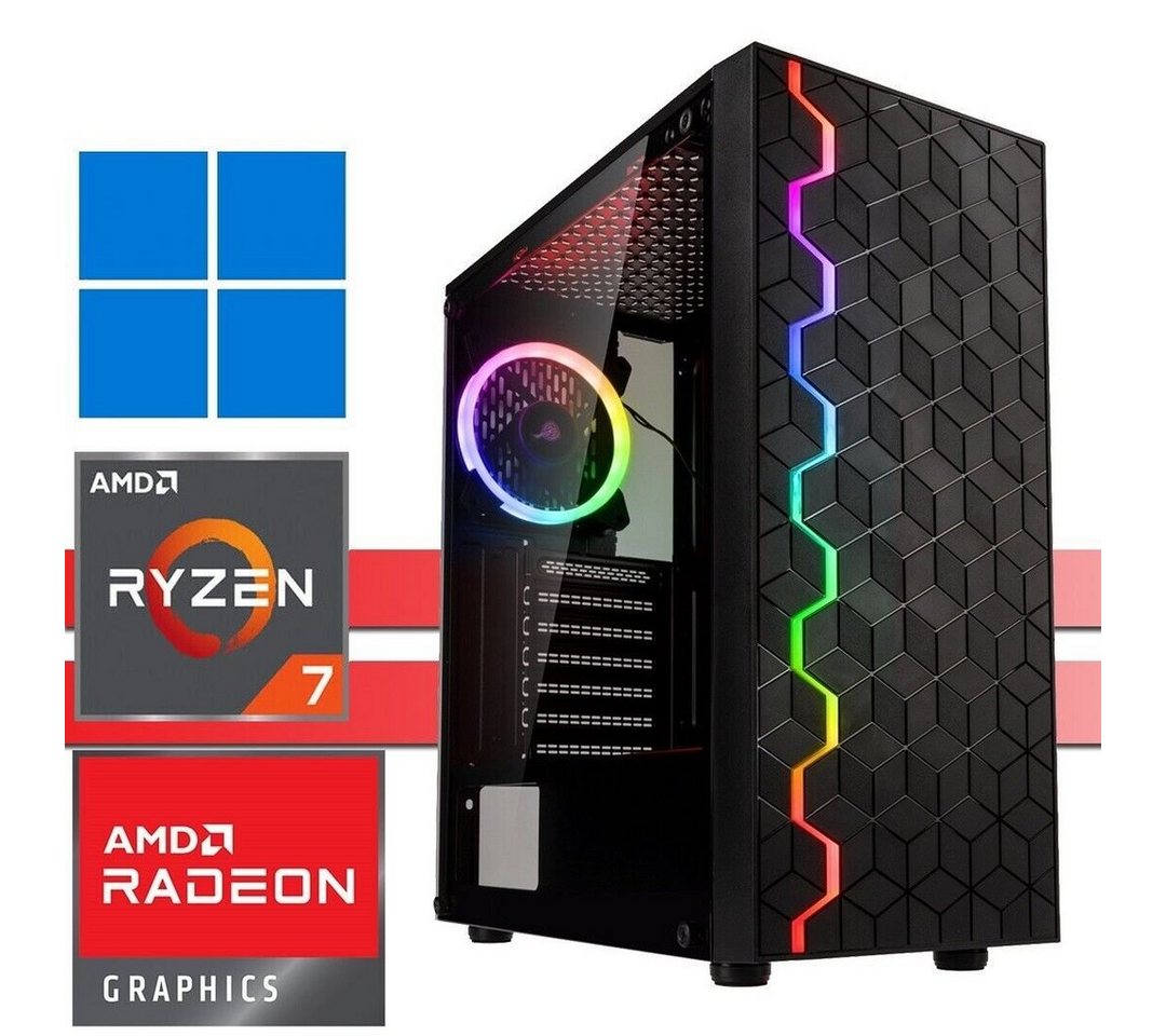 X-HARDWARE X-Entry Gaming Computer 5700G, 16GB RAM, 256GB NVMe + bis zu 4TB HDD Gaming-PC (AMD Ryzen 7 5700G, AMD Radeon Graphics (iGPU), 16 GB RAM, 0 GB HDD, 256 GB SSD, Luftkühlung, Windows 11 Professional) von X-HARDWARE