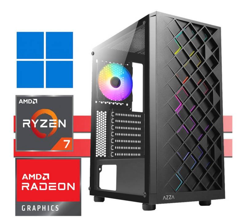 X-HARDWARE X-Entry Gaming Computer 5750G, 16GB RAM, 2000GB NVMe + bis zu 4TB HDD Gaming-PC (AMD Ryzen 7 5750G, AMD Radeon Graphics (iGPU), 16 GB RAM, 0 GB HDD, 2000 GB SSD, Luftkühlung, Windows 11 Professional) von X-HARDWARE