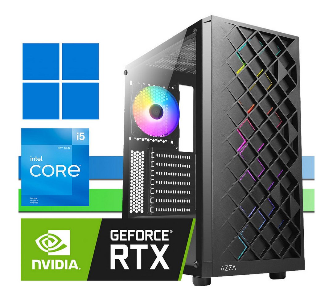 X-HARDWARE X-Gaming 12400F, 32GB RAM, RTX3060, 256GB NVMe SSD + bis zu 4TB HDD Gaming-PC (Intel Core i5 12400F, GeForce RTX 3060, 32 GB RAM, 0 GB HDD, 256 GB SSD, Luftkühlung, Windows 11 Professional) von X-HARDWARE