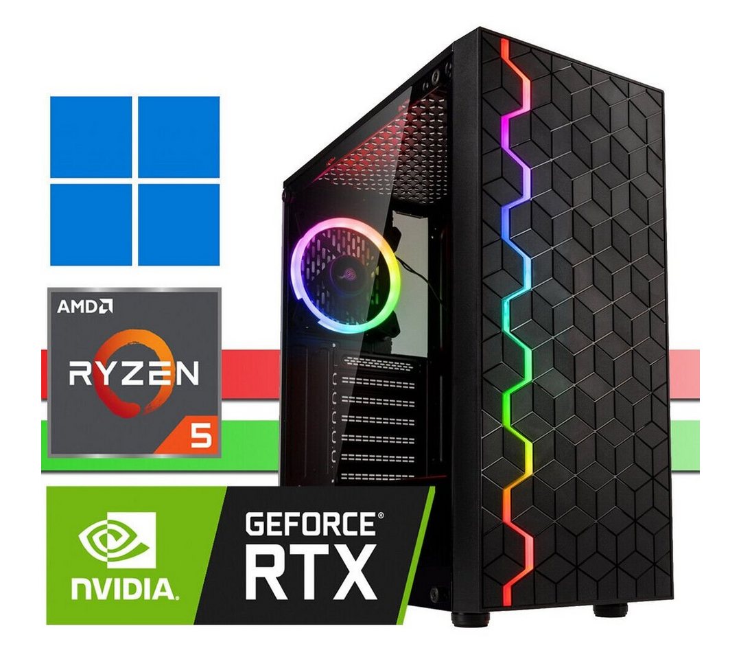 X-HARDWARE X-Gaming Computer 4500, 32GB RAM, 1000GB NVMe SSD + bis zu 4TB HDD Gaming-PC (AMD Ryzen 5 4500, RTX 3050, 32 GB RAM, 0 GB HDD, 1000 GB SSD, Luftkühlung) von X-HARDWARE