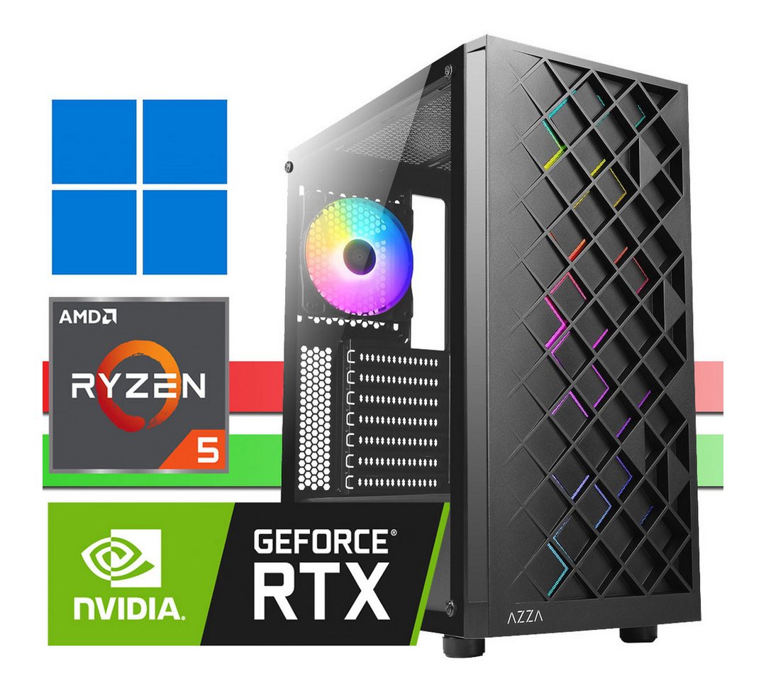 X-HARDWARE X-Gaming Computer 4500, 32GB RAM, 1000GB NVMe SSD + bis zu 4TB HDD Gaming-PC (AMD Ryzen 5 4500, RTX3050, 32 GB RAM, 0 GB HDD, 1000 GB SSD, Luftkühlung, Windows 11 Professional) von X-HARDWARE