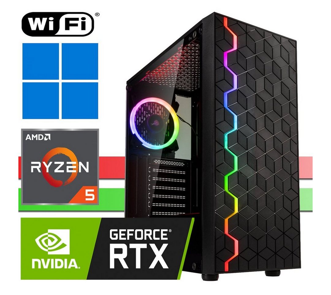 X-HARDWARE X-Gaming Computer 5500, 16GB, RTX 3050, 1000 SSD + bis zu 4TB HDD Gaming-PC (AMD Ryzen 5 5500, Nvidia GeForce RTX 3050, 16 GB RAM, 0 GB HDD, 1000 GB SSD, Luftkühlung, Windows 11 Professional, WiFi) von X-HARDWARE