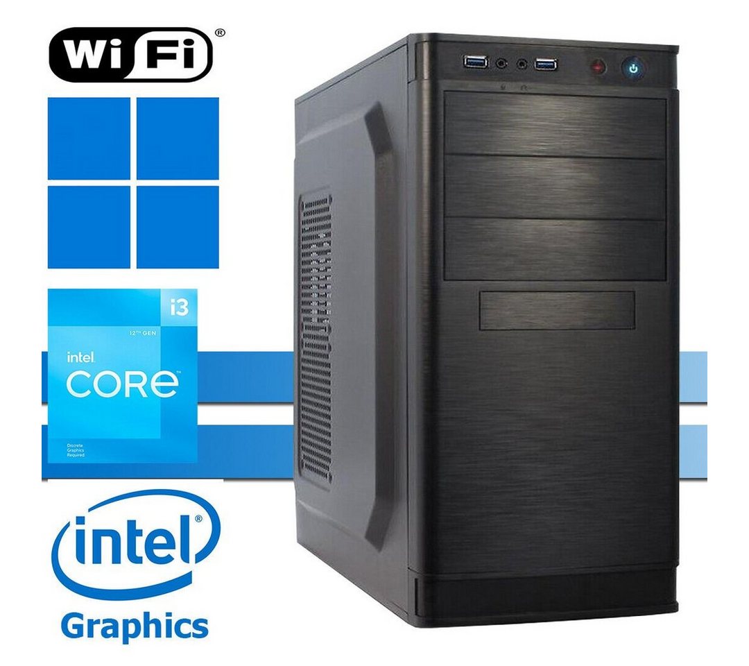 X-HARDWARE X-Power Computer 12100, 16GB RAM, 1000GB NVMe SSD + bis zu 4TB HDD Business-PC (Intel Core i3 12100, Intel UHD Graphics 730 (iGPU), 16 GB RAM, 0 GB HDD, 1000 GB SSD, Luftkühlung, Windows 11 Professional, WiFi) von X-HARDWARE