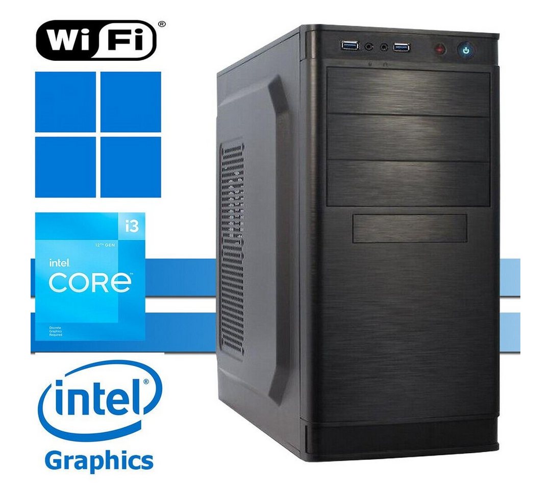 X-HARDWARE X-Power Computer 12100, 32GB RAM, 256GB NVMe SSD + bis zu 4TB HDD Business-PC (Intel Core i3 12100, Intel UHD Graphics 730 (iGPU), 32 GB RAM, 0 GB HDD, 256 GB SSD, Luftkühlung, Windows 11 Professional) von X-HARDWARE