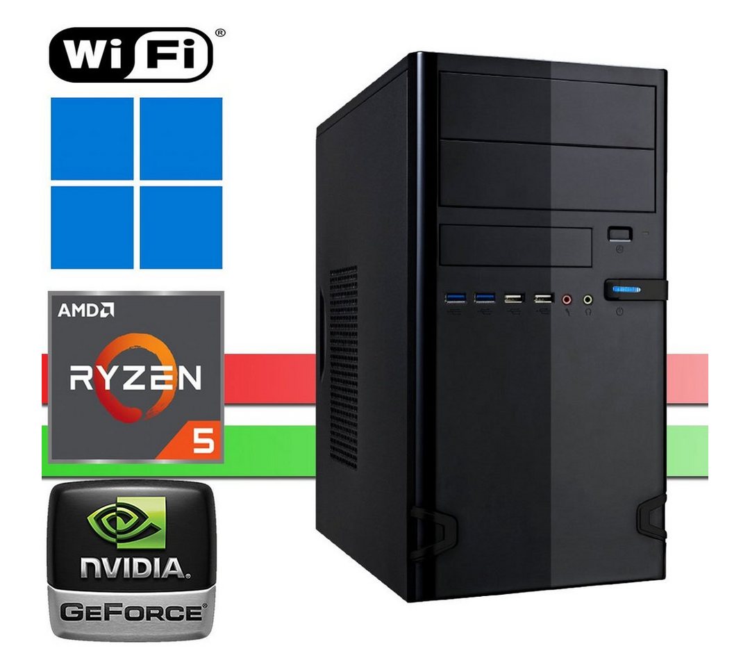 X-HARDWARE X-Working Computer 4500, 16GB RAM, 1000GB NVMe SSD + bis zu 4TB HDD Business-PC (AMD Ryzen 5 4500, GT 730, 16 GB RAM, 0 GB HDD, 1000 GB SSD, Luftkühlung, Windows 11 Professional, WIFI) von X-HARDWARE