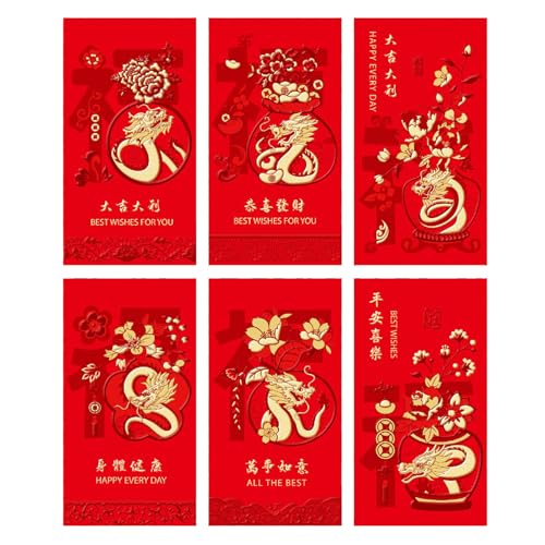 Briefumschläge für chinesisches Neujahr, Glück, Rötungen, 2024, Drachenjahr, Geldtaschen, Bronzing, Cartoon, Drache, Hongbao, Frühlingsfest, Rötungen, Umschläge, 6 Stück Briefumschläge für chinesisches Neujahr, Glück, Rötungen, 2024, Drachenjahr, Geldtaschen, Bronzing, Cartoon, Drache, Hongbao, Frühlingsfest, Rötungen, Umschläge, 6 Stück von X-Institute
