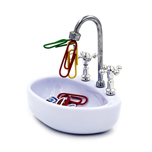Weiße Büroklammer-Spenderhalter für Wasserhahn, Spüle, mit 15 Büroklammern, Puppenhaus, Miniatur-Möbel für Frauen und Mädchen Weiße Büroklammer-Spenderhalter für Wasserhahn, Spüle, mit 15 Büroklammern, Puppenhaus, Miniatur-Möbel für Frauen und Mädchen von X-Institute