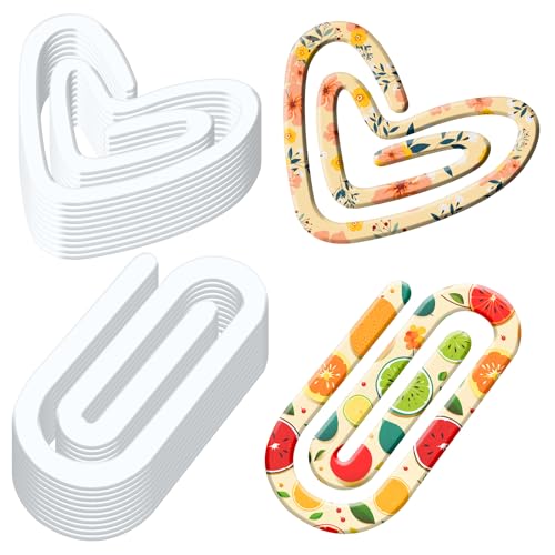 X-Kingsun 20 Stück Sublimationsdruck-Blanko-Büroklammern-Set, 10,2 x 5,1 cm, Jumbo-Sublimations-Lesezeichen und 8,1 x 7,6 cm große herzförmige Büroklammern für Schule, Klassenzimmer, Büro, Zuhause von X-Kingsun