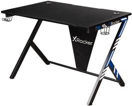 X Rocker Ocelot Aluminium Carbon Gaming Tisch mit Stickern in Rot & Blau - Gerade - Rechteckige Form - Stahl - Stahl - Gaming - Schwarz - Blau - Rot (2020054) von X Rocker