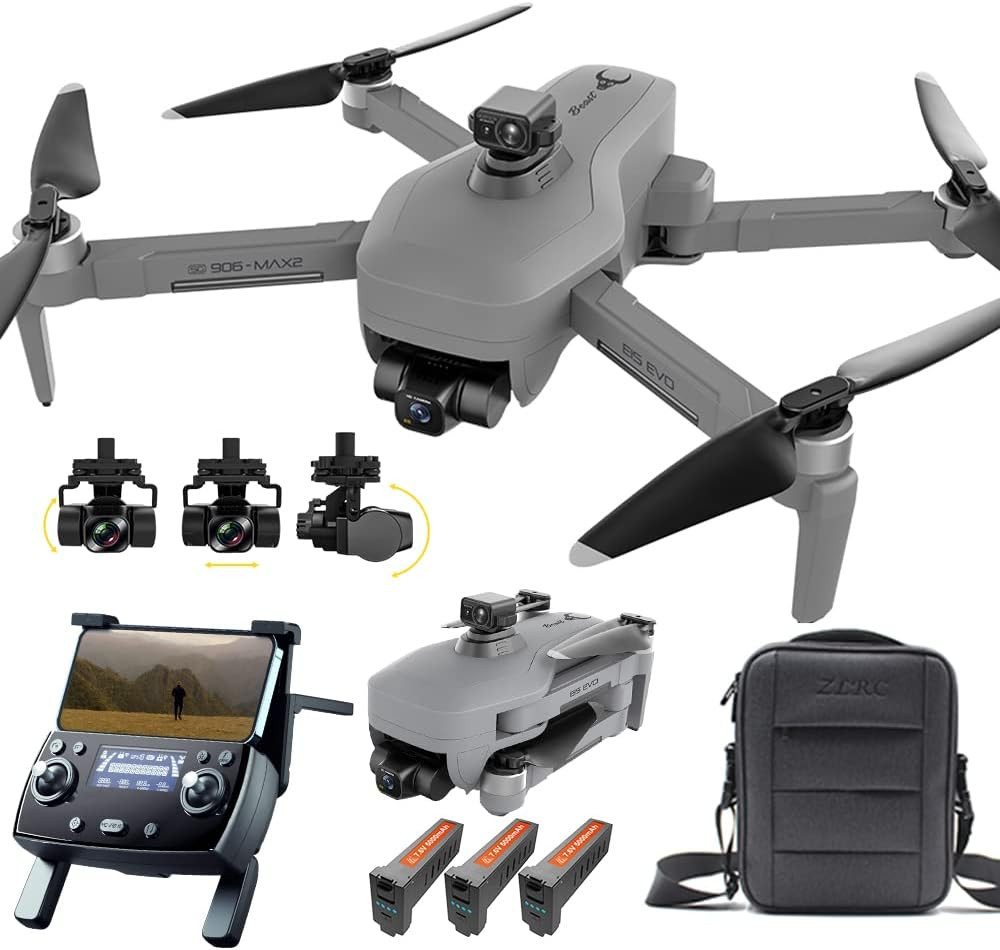 X-Verse 3 Achsen Gimbal, Hindernisvermeidung in 4 Richtungen, RC Quadrocopter Drohne (4K, mit Bürstenlosem Motor, 3 Batterien) von X-Verse