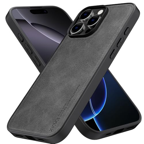 X-level Desighed für iPhone 16 Pro Hülle, Military Grade Drop Protection, rutschfest Anti - Fingerabdruck weiches PU Leder Kratzfest zurück stoßfest Handyhülle, Grau X-level Desighed für iPhone 16 Pro Hülle, Military Grade Drop Protection, rutschfest Anti - Fingerabdruck weiches PU Leder Kratzfest zurück stoßfest Handyhülle, Grau von X-level