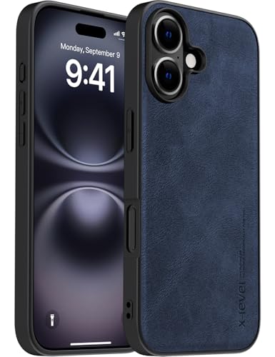 X-level Desighed für iPhone 16 Plus Hülle, Military Grade Drop Protection, rutschfest Anti - Fingerabdruck weiches PU Leder Kratzfest zurück stoßfest Handyhülle, Blau X-level Desighed für iPhone 16 Plus Hülle, Military Grade Drop Protection, rutschfest Anti - Fingerabdruck weiches PU Leder Kratzfest zurück stoßfest Handyhülle, Blau von X-level