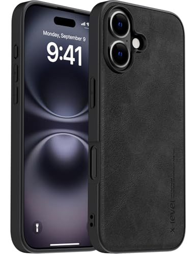 X-level Desighed für iPhone 16 Plus Hülle, Military Grade Drop Protection, rutschfest Anti - Fingerabdruck weiches PU Leder Kratzfest zurück stoßfest Handyhülle, Schwarz X-level Desighed für iPhone 16 Plus Hülle, Military Grade Drop Protection, rutschfest Anti - Fingerabdruck weiches PU Leder Kratzfest zurück stoßfest Handyhülle, Schwarz von X-level