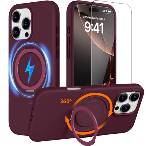 X-level für iPhone 16 Pro Max Hülle Silikon Kompatibel mit MagSafe, 360° Drehbarer Magnetring Handyhülle, 1 iPhone 16 Pro Max Case & 1 Schutzfolie, Unsichtbarer Ständer Schutzhülle, Weinrot X-level für iPhone 16 Pro Max Hülle Silikon Kompatibel mit MagSafe, 360° Drehbarer Magnetring Handyhülle, 1 iPhone 16 Pro Max Case & 1 Schutzfolie, Unsichtbarer Ständer Schutzhülle, Weinrot von X-level