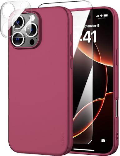 X-level für iPhone 16 Pro Hülle, Kompatibel mit Kabellosem Laden, 1 Handyhülle & 1 Schutzfolie & 1 Kameraschutz, Weiche TPU Case Rundumschutz Schutzhülle Kratzfest Cover - Weinrot X-level für iPhone 16 Pro Hülle, Kompatibel mit Kabellosem Laden, 1 Handyhülle & 1 Schutzfolie & 1 Kameraschutz, Weiche TPU Case Rundumschutz Schutzhülle Kratzfest Cover - Weinrot von X-level