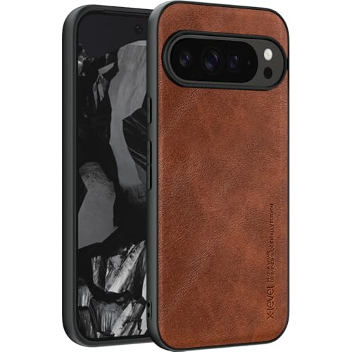 X-level für Google Pixel 9 Pro XL Hülle, PU Leder Handyhülle [Earl 3 Series] Weich TPU Bumper Stoßfest Dünn Kratzfest Schutzhülle Kompatibel mit Pixel 9 Pro XL 5G Case - Braun von X-level