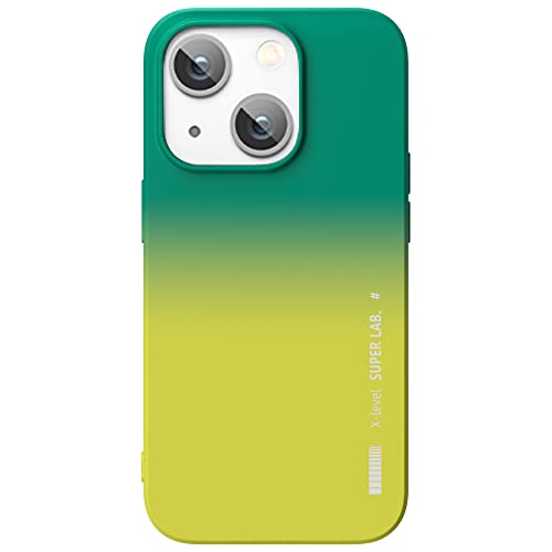 X-level für iPhone 14 Hülle, [Rainbow Serie] Soft Flex TPU Case Ultradünn Zweifarbig Handyhülle Silikon Bumper Cover Schutz Tasche Schutzhülle Kompatibel mit iPhone 14 - Grün Gelb von X-level