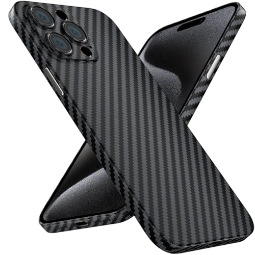 X-level für iPhone 15 Pro Hülle, 0,5 mm Ultra Dünn und Leicht Handyhülle Carbon Textur Aramidfaser Drucken Kratzfeste Schutzhülle Kameraschutz Hard Case - Schwarz X-level für iPhone 15 Pro Hülle, 0,5 mm Ultra Dünn und Leicht Handyhülle Carbon Textur Aramidfaser Drucken Kratzfeste Schutzhülle Kameraschutz Hard Case - Schwarz von X-level