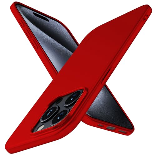 X-level für iPhone 15 Pro Hülle, [Guardian Serie] Soft Flex TPU Case Ultradünn Handyhülle Silikon Bumper Cover Schutz Tasche Schutzhülle Kompatibel mit iPhone 15 Pro - Rot von X-level